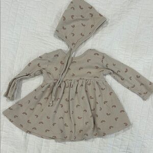 Quincy Mae Tan Dress with Brown Rainbow Pattern